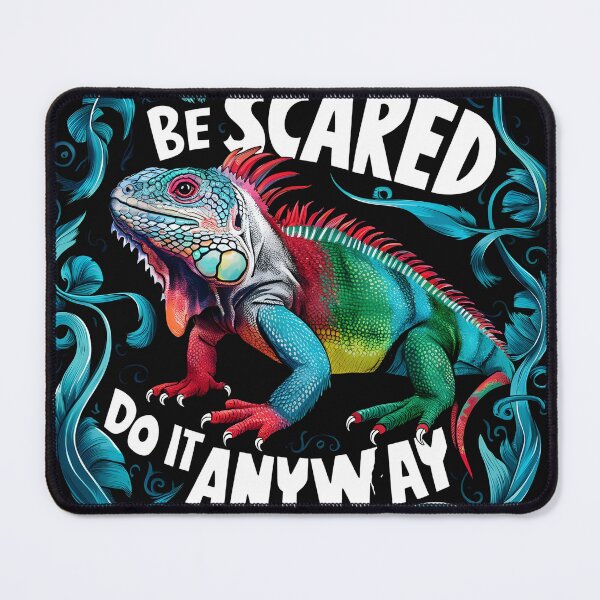 Item preview, Be Scared and Do It Anyway Retro Colors Colorful Iguana designed and sold by PupnkittyMania ⭐⭐⭐⭐⭐.