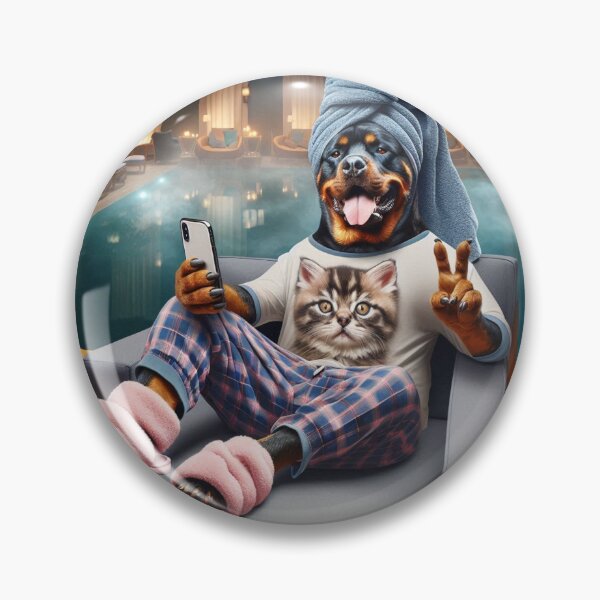 Item preview, Rottweiler Social Media Celebrity taking a selfie at the Spa. designed and sold by TheDogOnIt.