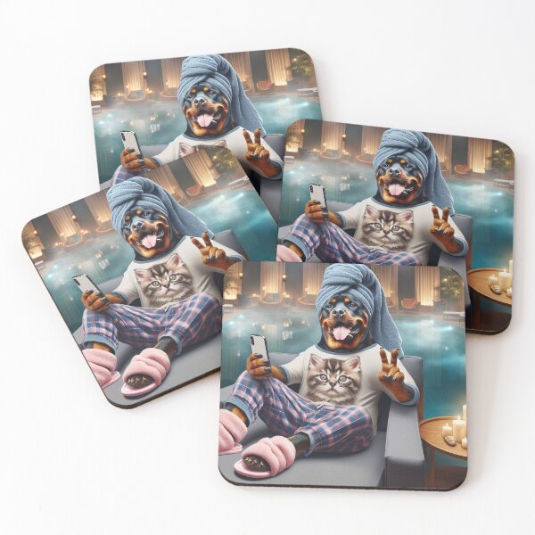 Item preview, Rottweiler Social Media Celebrity taking a selfie at the Spa. designed and sold by TheDogOnIt.