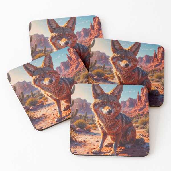 Item preview, Cute Wild Coyote Dog In A Mountain Desert Landscape designed and sold by TheArtOfPat.
