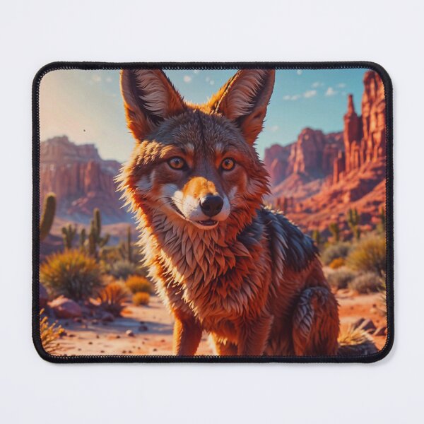 Item preview, Cute Wild Coyote Dog In A Mountain Desert Landscape designed and sold by TheArtOfPat.