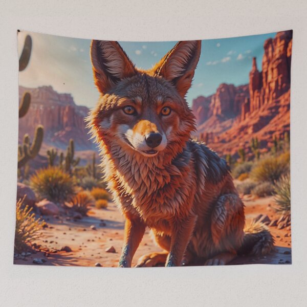 Item preview, Cute Wild Coyote Dog In A Mountain Desert Landscape designed and sold by TheArtOfPat.
