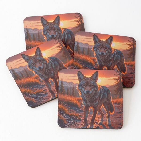 Item preview, Cute Wild Coyote Dog In A Mountain Forest Landscape designed and sold by TheArtOfPat.