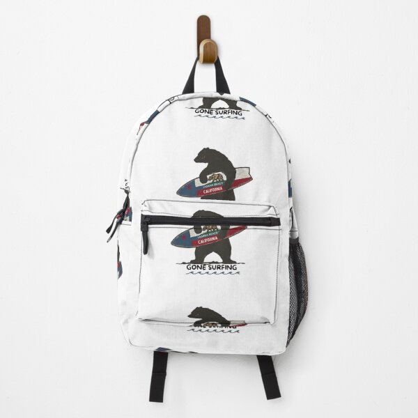Item preview, Laguna Beach Bear with a surfboard California designed and sold by FitEnvy.