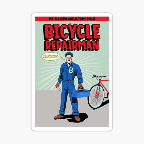 Artikel-Vorschau von Fahrradmechaniker-Cartoon-Cover - Blaue Version, designt und verkauft von Katzinhatz.