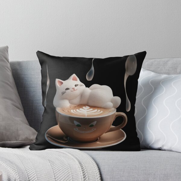 Item preview, Above the cup the word café  3D latte art features a charming cat with a contented expression  designed and sold by macadolie.