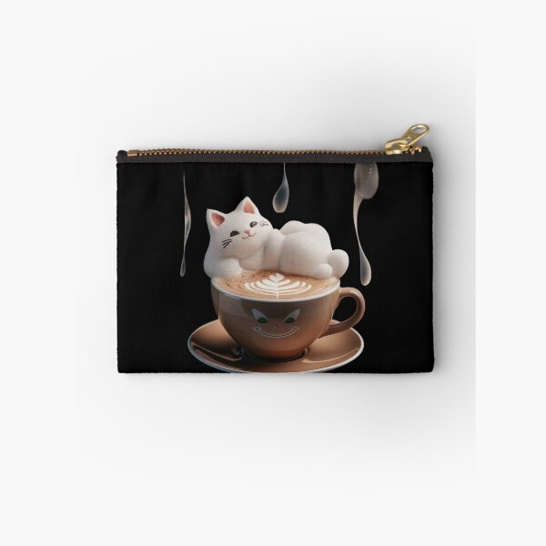Item preview, Above the cup the word café  3D latte art features a charming cat with a contented expression  designed and sold by macadolie.