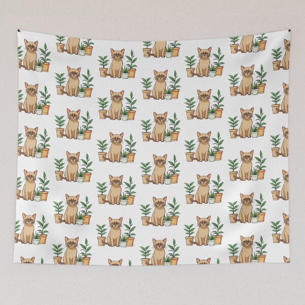 Item preview, Burmese Cat And Potted Plants designed and sold by TheAnimalZ00.