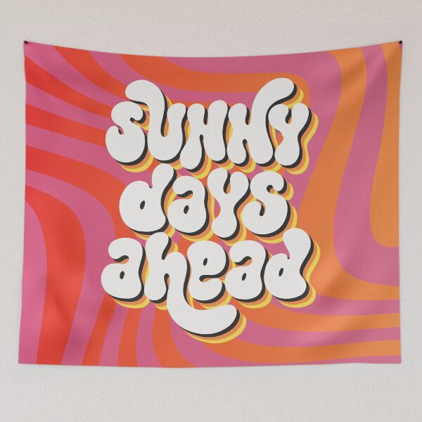 Item preview, Sunny days ahead - Retro design with illustrated lettering in vibrant colors designed and sold by DesignsArtColor.