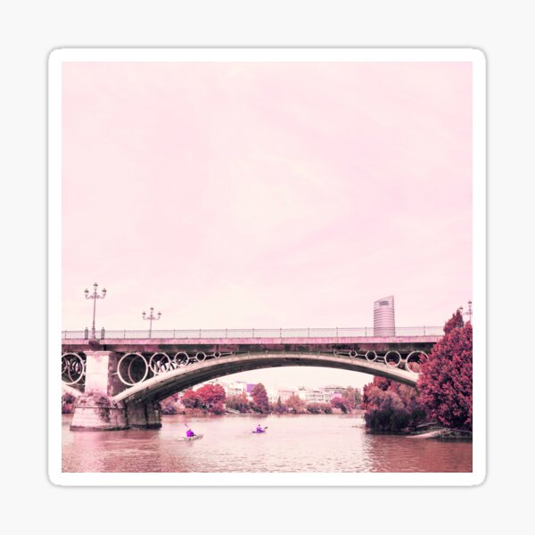 Pink mood at Triana Bridge Sticker