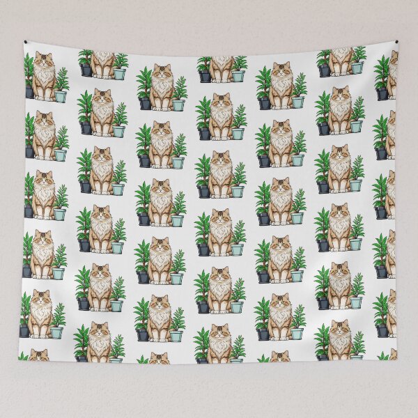 Item preview, Siberian Cat And Potted Plants designed and sold by TheAnimalZ00.