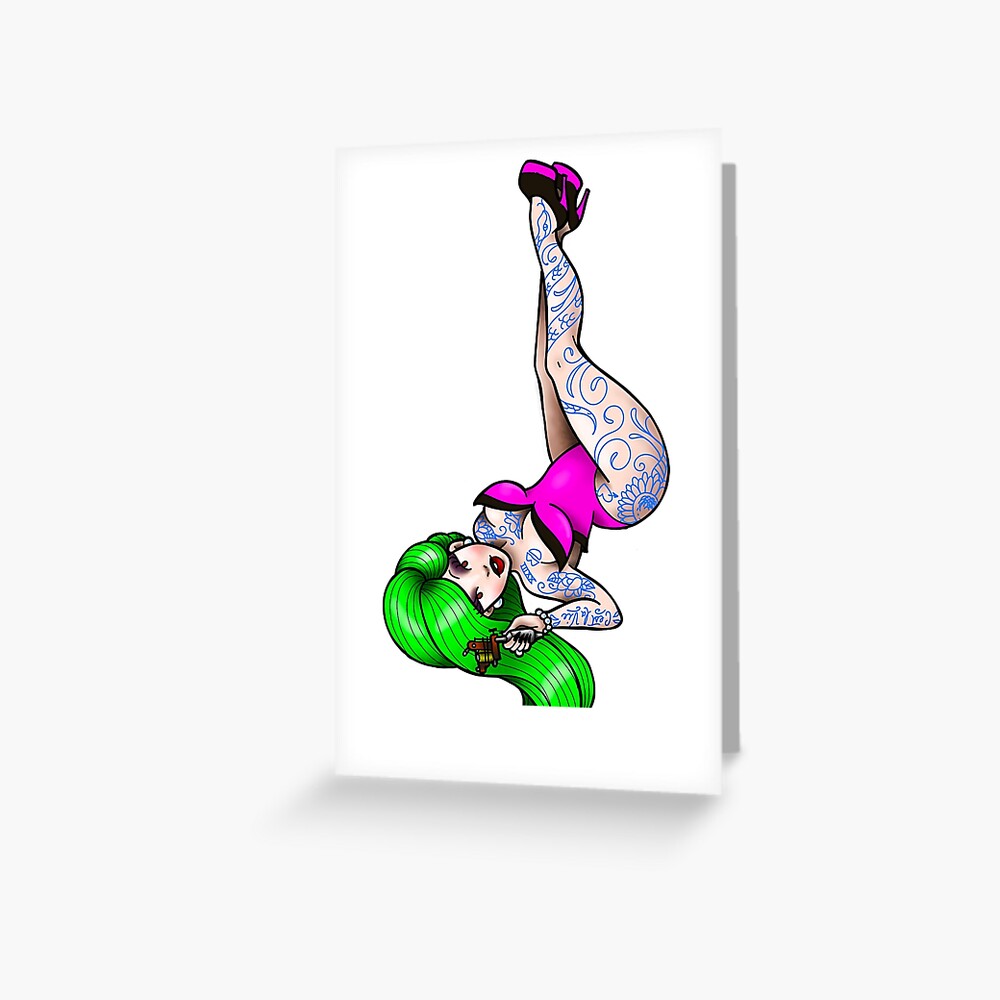 Sexy Pin Up Tattoo Flash Art Greeting Card By Caseychaotic Redbubble 8974