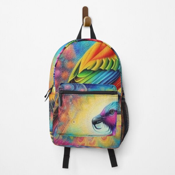 Item preview, Vibrant Rainbow Psychedelic Bird Amidst Enchanted Floral Bliss designed and sold by EnchantedVista.