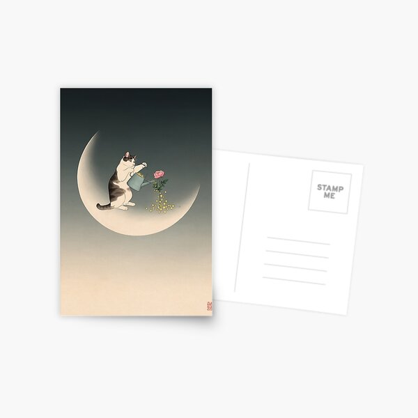 Item preview, Cat Watering Flower on Moon designed and sold by Broccoli  Cat Art.