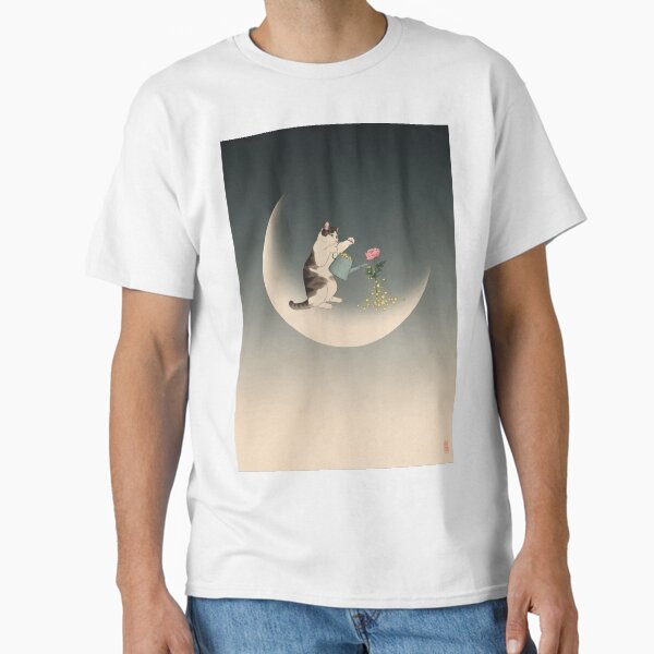 Item preview, Chat arrosant une fleur sur la lune designed and sold by Broccoli  Cat Art.