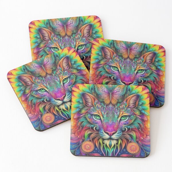 Item preview, Rainbow Psychedelic Tiger & Fantasy Butterfly designed and sold by EnchantedVista.