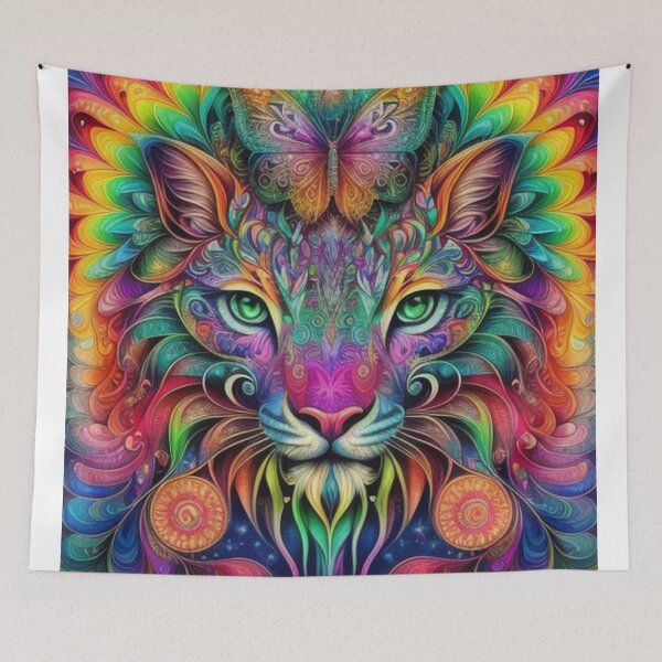 Item preview, Rainbow Psychedelic Tiger & Fantasy Butterfly designed and sold by EnchantedVista.
