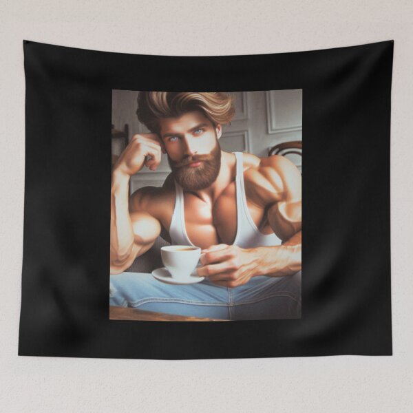 Item preview, Coffee & Muscles Gay Pride Graphic Design designed and sold by ItsAKinkThing.