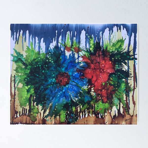 Item preview, Color Burst Red & Blue designed and sold by Art by Leanne P / Leanne Poellinger.