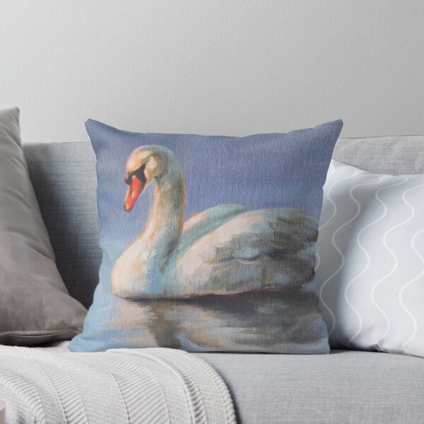 Swan Painting Throw Pillow