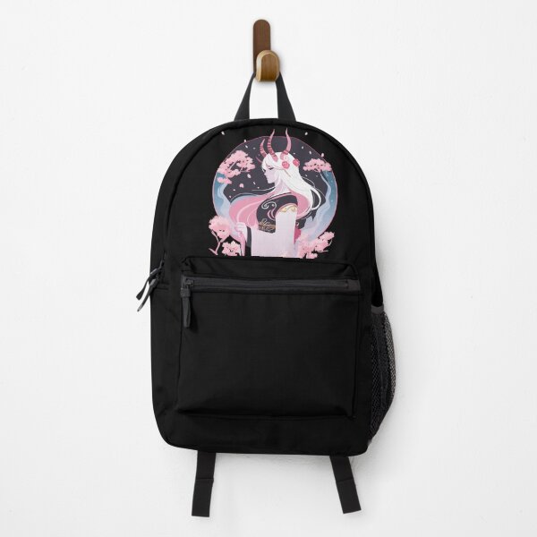 Item preview, Demon Japanese Fantasy Girl with Flowers and Horns designed and sold by TurtleDojo.