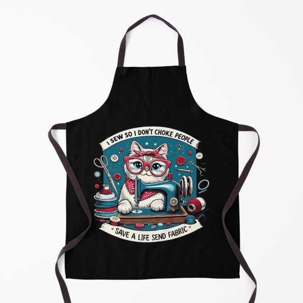 Item preview, Cat I Sew So I Don’t Choke People Save A Life Send Fabric designed and sold by Dressed For  Duty.