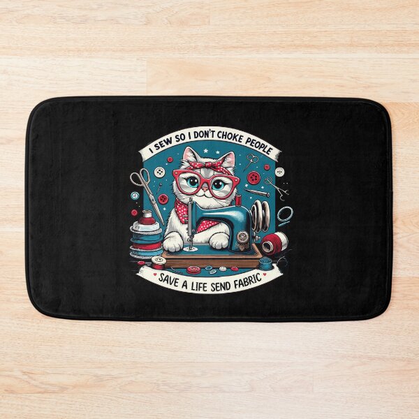 Item preview, Cat I Sew So I Don’t Choke People Save A Life Send Fabric designed and sold by Dressed For  Duty.