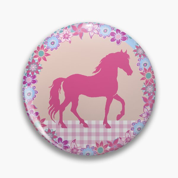Artikelvorschau, Preppy Equestrian Floral Horseshoe Ogee Light Orchid Rosa und Blau entworfen und verkauft von colorofmagic.