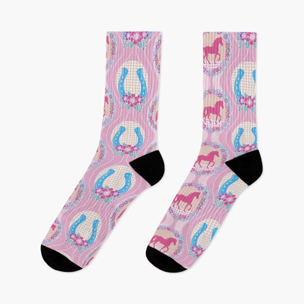 Item preview, Preppy Equestrian Floral Horseshoe Ogee Light Orchid Pink and Blue designed and sold by colorofmagic.