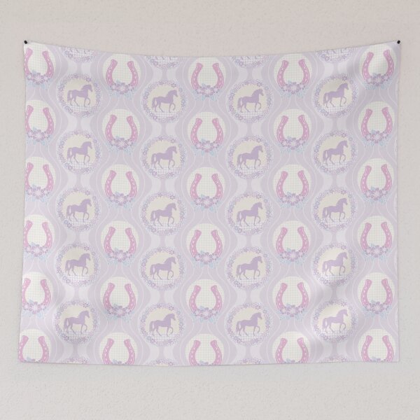 Artikelvorschau, Preppy Equestrian Floral Horseshoe Ogee Lavendel-Rouge und Creme entworfen und verkauft von colorofmagic.