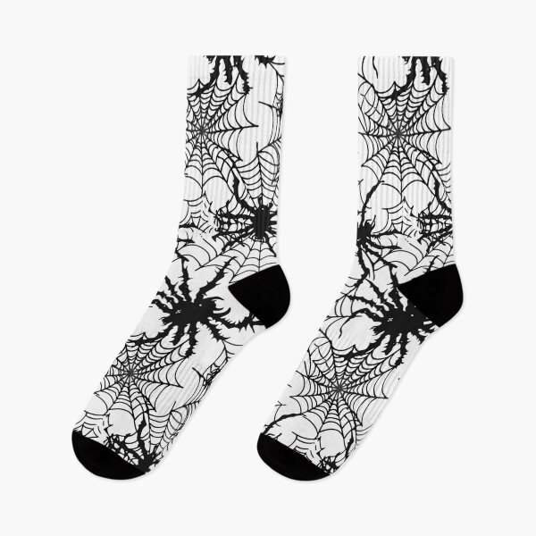 Item preview, Grunge Gothic Halloween Spiders and Cobwebs Black and White designed and sold by AgathaZolastore.