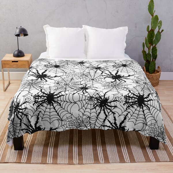 Item preview, Grunge Gothic Halloween Spiders and Cobwebs Black and White designed and sold by AgathaZolastore.