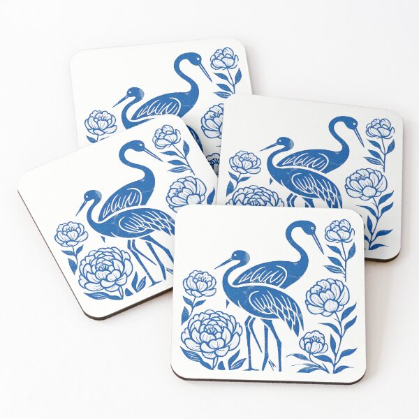 Item preview, Blue Crane Woodblock  designed and sold by WanderlustCoCo.