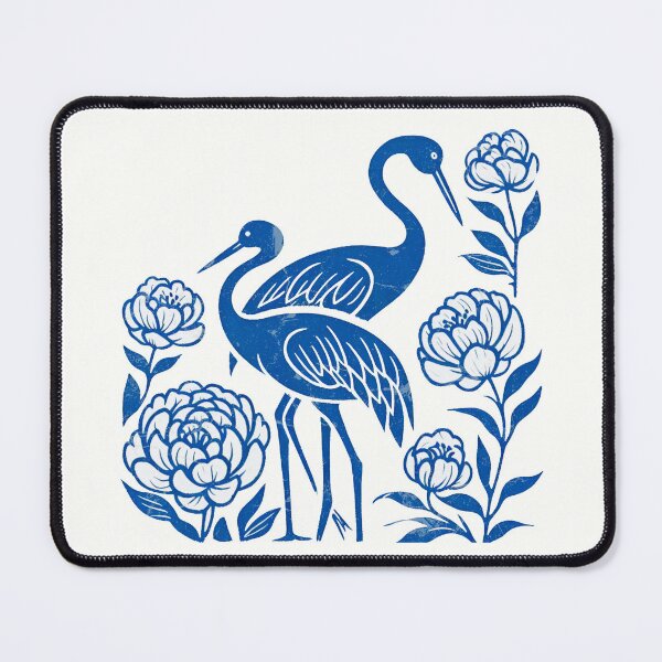 Item preview, Blue Crane Woodblock designed and sold by WanderlustCoCo.