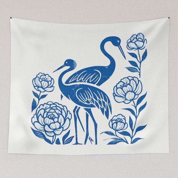 Item preview, Blue Crane Woodblock  designed and sold by WanderlustCoCo.