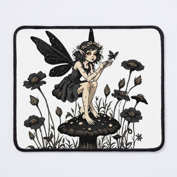 Item preview, Vintage look little goth fairy on a toadstool designed and sold by Invisible-Cult.