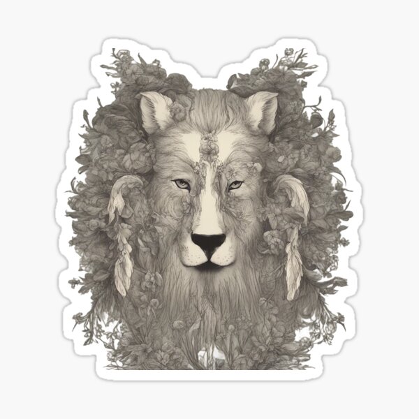 Item preview,  Lion Face  majestic mane is composed of delicate floral patterns and foliage designed and sold by macadolie.