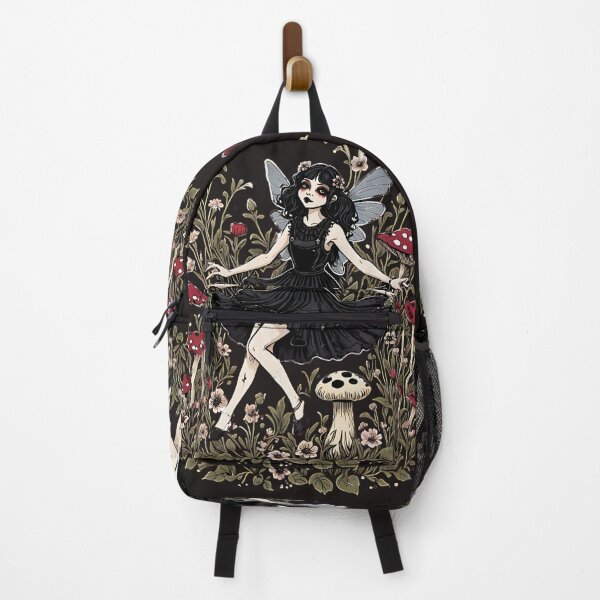 Item preview, Vintage look goth fairy with red toadstools designed and sold by Invisible-Cult.