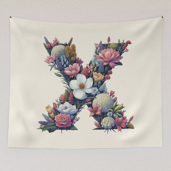 Item preview, Floral Letter X with a Variety of Blooms designed and sold by zzz888.