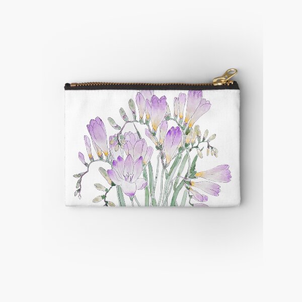 Item preview, hand painted purple freesia flowers ink and watercolour painting  designed and sold by ColorandColor.