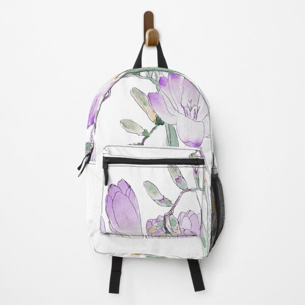 Item preview, hand painted purple freesia flowers ink and watercolour painting designed and sold by ColorandColor.