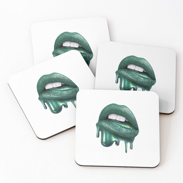 Item preview, Green lips melting lipstick women woman vivid fashion pop art designed and sold by w1ckerman.
