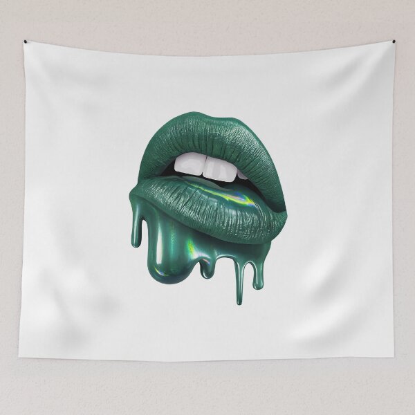 Item preview, Green lips melting lipstick women woman vivid fashion pop art designed and sold by w1ckerman.