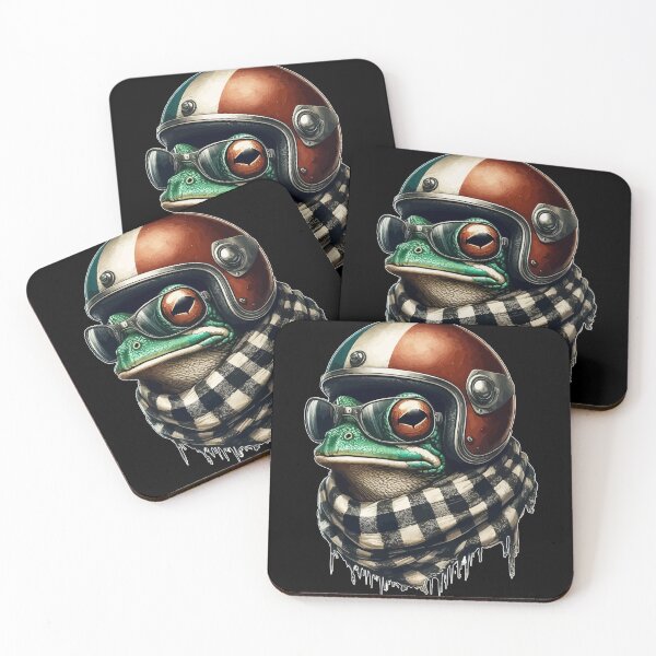 Item preview, Cool Biker Frog In Cool Helmet Checkered designed and sold by TomFrontierArt.
