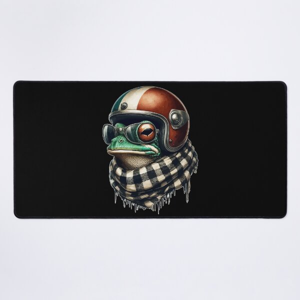 Item preview, Cool Biker Frog In Cool Helmet Checkered designed and sold by TomFrontierArt.