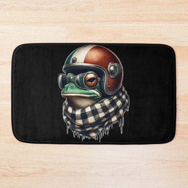 Item preview, Cool Biker Frog In Cool Helmet Checkered designed and sold by TomFrontierArt.
