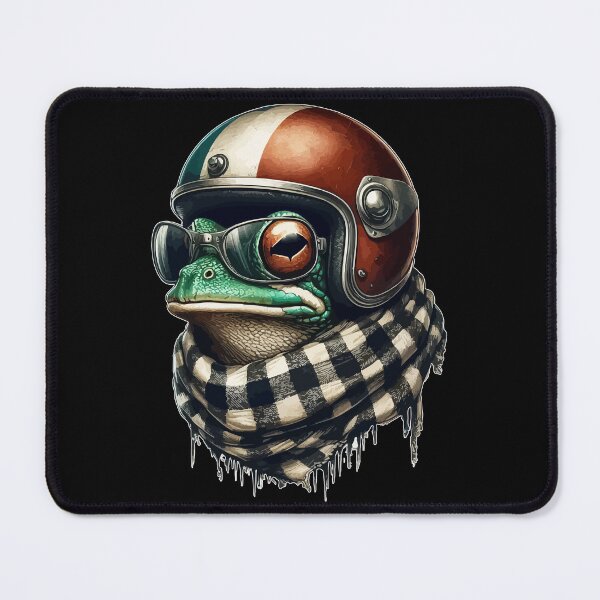 Item preview, Cool Biker Frog In Cool Helmet Checkered designed and sold by TomFrontierArt.