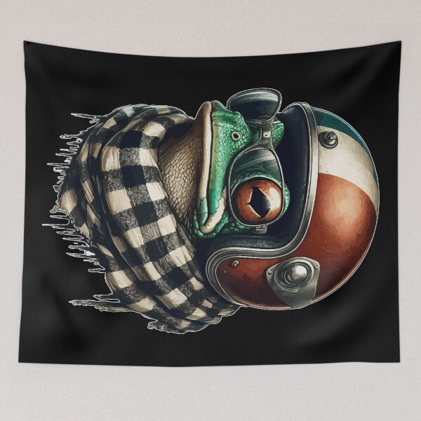 Item preview, Cool Biker Frog In Cool Helmet Checkered designed and sold by TomFrontierArt.