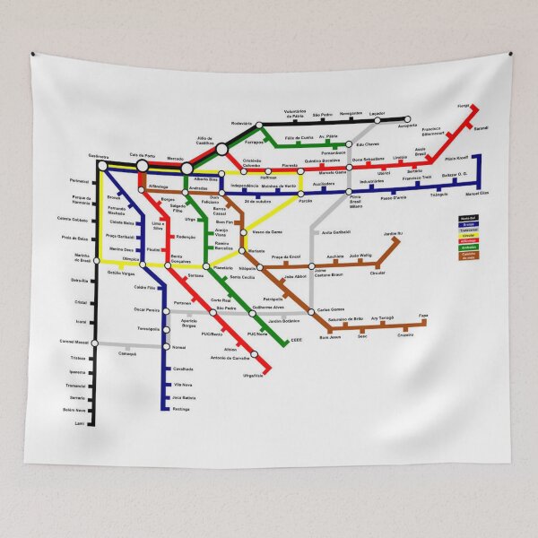 Item preview, Porto Portugal Train Metro Tube Underground City Map designed and sold by KALEIDOSCOPE UK.