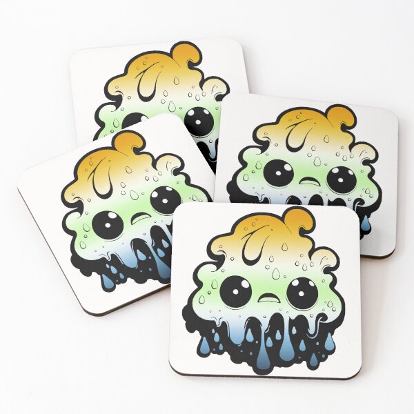 Item preview, AroAce Agender Pride Flag Kawaii Melting Monster , Subtle AroAce Agender Flag Design designed and sold by Travelslightly.